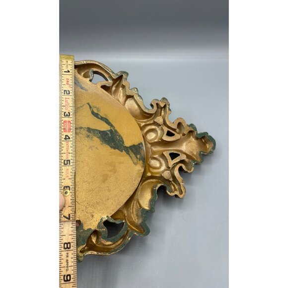 Vtg 70s‎ Gold Tone Wall Pocket Planter Decor Hollywood Regency - Picture 7 of 7
